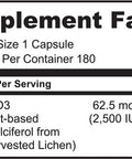 NATURELO Vitamin D - 2500 IU - Plant Based from Lichen - Natural D3 Supplement for Immune System, Bone Support, Joint Health - Vegan - Non-GMO - Gluten Free - 180 Mini Capsules