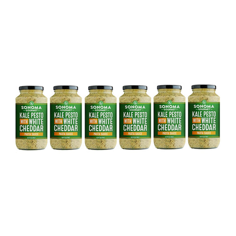 Sonoma Gourmet Rich & Creamy Kale Pesto with White Cheddar Pasta Sauce | Gluten-Free | Made With Garden Fresh Kale & Sharp White Cheddar (25 Ounce Jar (Pack of 4))