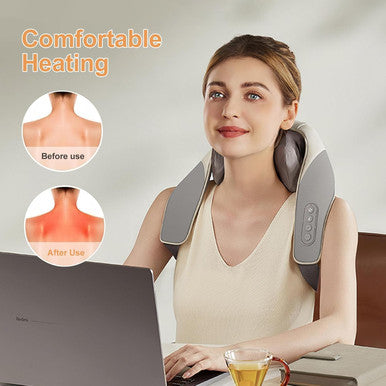 Mekk Shiatsu Neck Massager With Heat, Cordless Deep Tissue 4D Expert Kneading Massage Pillow For Neck, Back, Shoulder, Traps, Back And Leg Pain Relief, Gifts For Men Women Mom Dad