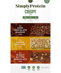 Simply Protein - Dark Chocolate Almond Crispy Bars - Plant Based Protein Bars - Low Carb, Low Sugar, High Fiber - 13g Protein, 2g Sugar, 7g Fiber - Vegan, Gluten Free, Non GMO, Kosher - 32 Bars