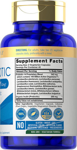 Carlyle Probiotics 100 Billion CFU | 90 Capsules | with Prebiotics for Women & Men | Vegetarian, Non-GMO & Gluten Free Supplement
