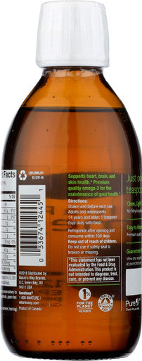 Natures Way Ultra Pure Omega3 Liquid Fish Oil Supplement, Grapefruit Tangerine Flavor, 8 Fl Oz