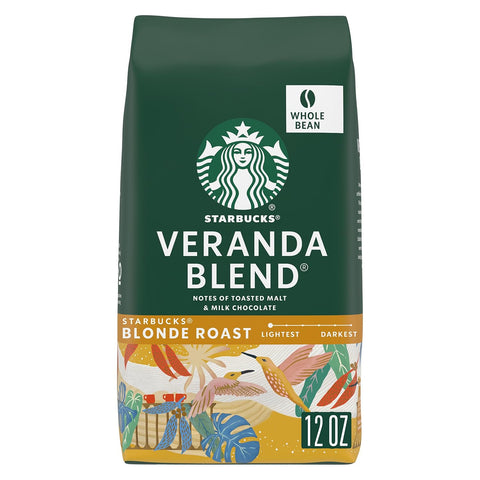 Starbucks Whole Coffee Beans, Starbucks Blonde Roast Hot or Iced Coffee, Veranda Blend, Six 12 oz BagsÃƒÂ¢Ã¢â€šÂ¬Ã¢â‚¬Â¹