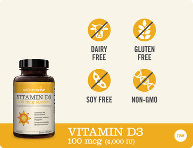 NatureWise Vitamin D3 4000 IU NonGMO and GlutenFree in ColdPressed Organic Olive Oil Capsule Yellow 360 Count