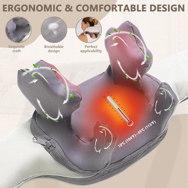 Pain Relief Deep Tissue Shiatsu Neck Massager With Heat Neck Back Shoulder Electric Kneading Massager Perfect Gifts For Dad Mom (Cat Claw Shape Kneading Massage)
