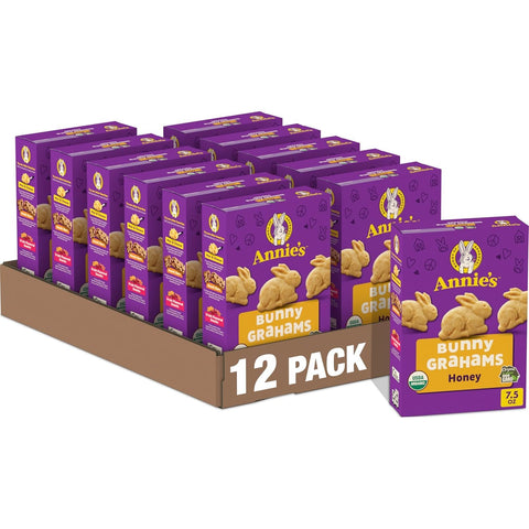 Annie's Organic Friends Bunny Grahams, Chocolate Chip, Chocolate, and Honey Baked Graham Snacks, 11.25 oz