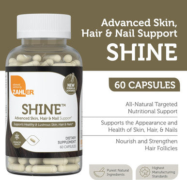 Zahler Shine Hair Skin And Nails Vitamins For Women & Men - Multivitamin For Hair Growth, Stronger Nails And Skin Health - Kosher Supplement With Biotin, Keratin & Hyaluronic Acid (60 Capsules)