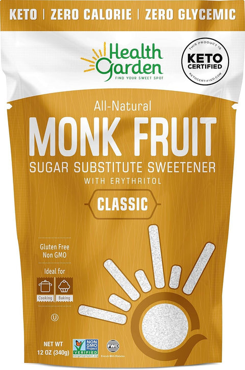 Health Garden Monk Fruit Sweetener, Golden, 2.5lbs Bag ÃƒÂ¢Ã¢â€šÂ¬Ã¢â‚¬Å“ 1:1 Monk Fruit Sugar Substitute with Erythritol ÃƒÂ¢Ã¢â€šÂ¬Ã¢â‚¬Å“ Zero Calorie Monkfruit Sweetener Pure ÃƒÂ¢Ã¢â€šÂ¬Ã¢â‚¬Å“ Ideal for Baking, Keto Friendly, Non-GMO, Kosher