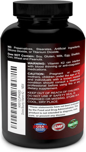Divine Bounty Vitamin K2 (Mk7 & Mk4) With D3 Supplement - Vitamin K & D As Mk-7 100Mcg, Mk-4 500Mcg, And 5000 Iu Vitamin D3 3-In-1 Formula - Bone And Heart Support - 90 Non-Gmo Vegetarian Capsules