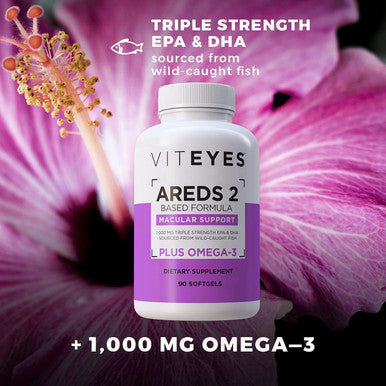 Viteyes AREDS 2 Omega3 Macular Health Formula Softgels Triple Strength Omega3 650 mg EPA 350 mg DHA Eye Health Vitamin for Vision Protection 90 Softgels