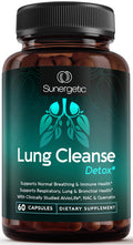 Sunergetic Premium Lung Support Supplement - Lung Cleanse & Detox Supplement With Mullein Leaf NAC Bromelain & Boswellia-Lung Health Formula for Respiratory Breathing & Bronchial Health-60 Capsules
