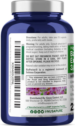Nusapure Banaba Leaf Extract 3000 Mg 220 Veg Caps 220 Days Supply (Non-Gmo & Vegan) 2% Corosolic Acid