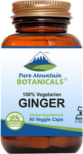 Pure Mountain Botanicals Ginger Capsules - Kosher Vegan With 1000Mg Organic Ginger Root Supplement