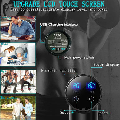 Massage Gun Deep Tissue,Percussion Massager Gun For Athletes Muscle Massage Gun For Pain Relief With 10 Massage Heads & 20 Speeds (Matte Black)