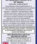 Serrapeptase - 250,000 Spu - 30 Tablets - Once Daily - Vegan
