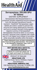 Serrapeptase - 250,000 Spu - 30 Tablets - Once Daily - Vegan