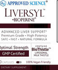 Approved Science Liversyl Support Optimal Liver Function Cleanse and Detox Fast and Effective Milk Thistle Artichoke Extract and Bioperine Vegan 360 Count 6 Month Supply Made in USA