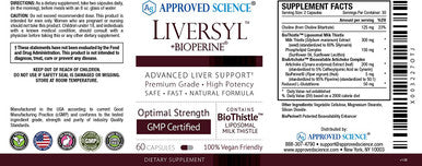 Approved Science Liversyl Support Optimal Liver Function Cleanse and Detox Fast and Effective Milk Thistle Artichoke Extract and Bioperine Vegan 360 Count 6 Month Supply Made in USA