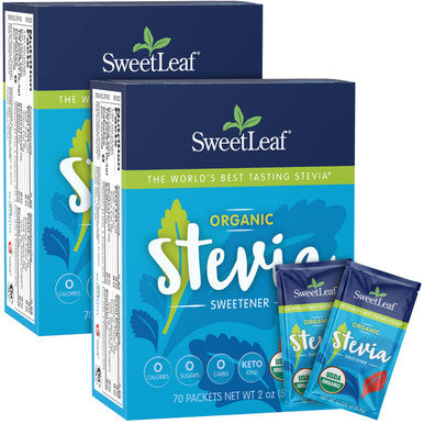 Sweetleaf Organic Stevia Packets - Zero Calorie Stevia Powder No Bitter Aftertaste Sugar Substitute for Keto Coffee Nothing Artificial Non-GMO Stevia Sweetener Packets 70 Count (Pack of 2)