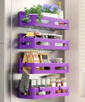 4-Pack Magnetic Spice Rack for Refrigerator with Hooks, Pink | Strong multipurpose magnetic shelf for kitchen & bathroom organization. Includes 4 removable hooks for hanging items.