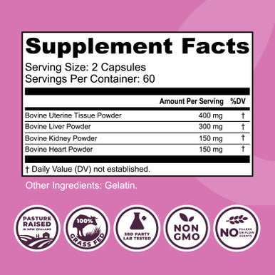 Left Coast Performance Beef Organ Supplement for Women - Beef Liver Kidney Heart and Uterus Tissue Supports Women's Overall Energy and Health - Pasture Raised in New Zealand - No Fillers or Flow Agents - 120 Capsules