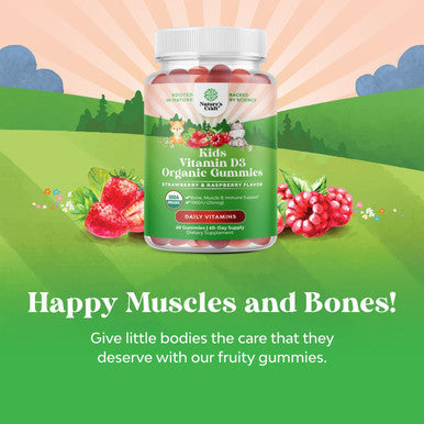 Natures Craft Organic Vitamin D Gummies for Kids - Vegan Kids Immunity Support Gummies with Vitamin D for Kids Daily Teeth Muscle & Bone Support - Organic Vitamin D3 Gummies Non GMO & Gluten - 2 Month