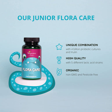 Probiotics for Kids VegaveroÃƒâ€šÃ‚Â® | 100% Organic Quality | 75 g Powder | No Artificial Additives | for Children 3+ Years | 5 Strains with 4 Billion CFU + Prebiotic Inulin | Spoon Included