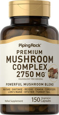 Piping Rock Mushroom Complex Capsules | 2750 Mg | 150 Pills | 8 Mushroom Extract Blend | Herbal Supplement | Non-Gmo Gluten-Free Vegetarian