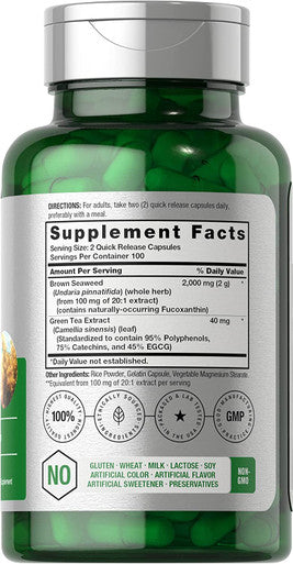 HorbÃƒÆ’Ã‚Â¤ach Brown Seaweed Extract Capsules 2000mg 200 Pills Fucoxanthin Supplement Non GMO Gluten Free by Horbaach