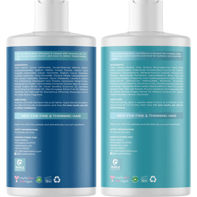 Volumizing Biotin Shampoo And Conditioner Set - Sulfate Shampoo And Conditioner For Dry Damaged Hair And Scalp Care - Volumizing Shampoo For Thinning Hair With Jojoba And Argan Oil For Hair Care