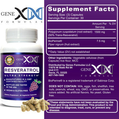 Genex Formulas 1500Mg Resveratrol With Bioperine For Absorption (3 Pack) Organic Trans-Resveratrol Capsules From Japanese Knotweed, Antioxidant Supplement For Healthy Aging