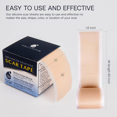 Advanced Silicone Scar Sheets Tape - Medical Grade Soft Silicone Gel Scar Sheets Tape, Highly Comfortable Painless For C-Section, Stretch Marks, Acne, Surgery, Effective Scars Treatment Tapes