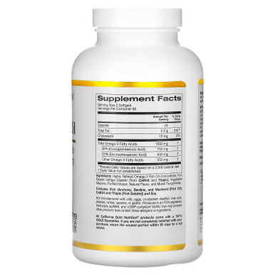 California Gold Nutrition Norwegian Omega-3 Fish Oil, Natural Lemon, 180 Softgels