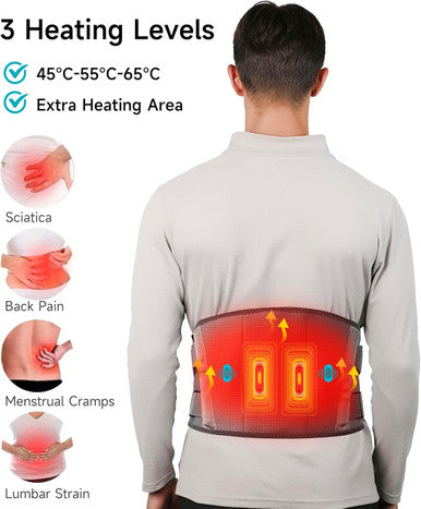 Alljoy 67" Cordless Heating Pad For Back Pain Relief Fsa Hsa Eligible, Birthday Gifts For Women Men Mom Dad, Portable Lower Back Massager With 3 Heat 5 Vibration, Lock Screen Supported