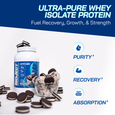 Evogen Isoject - Whey Protein Isolate | Ultra-Pure Whey Protein Powder with Ignitor Enzymes BCAAs and EAAs | Enhanced Absorption & Recovery | Cookies and Cream | 25 Servings