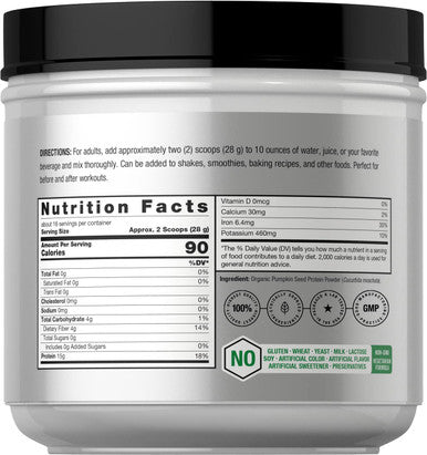 Pumpkin Seed Protein Powder Organic | 16 oz | Vegetarian, Gluten Free, and Non-GMO Formula | Keto and Paleo Supplement | 15g of Protein Per Serving | by Horbaach