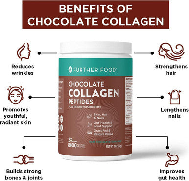 Chocolate Unflavored Collagen Bundle GrassFed Chocolate Collagen with Reishi Mushroom Unflavored Collagen Peptides Hair Skin Nails Gut Health and Joint Health Benefits