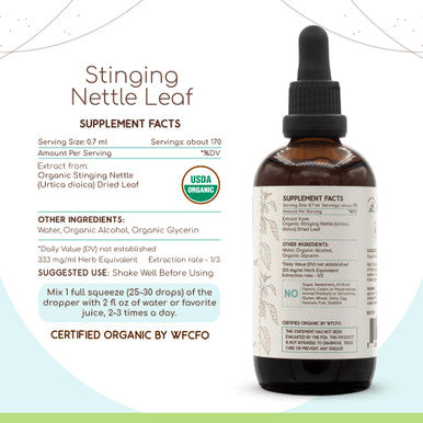 Stinging Nettle Leaf A120 Usda Organic Tincture | Alcohol Extract, High-Potency Herbal Drops | Certified Organic Stinging Nettle