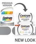 Centrum Advance Multivitamin Tablets For Men And Women Vitamins With 24 Essential Nutrients Including Vitamin C D And Zinc 60 Ct (Packaging And Tablet Colour May Vary Slightly)