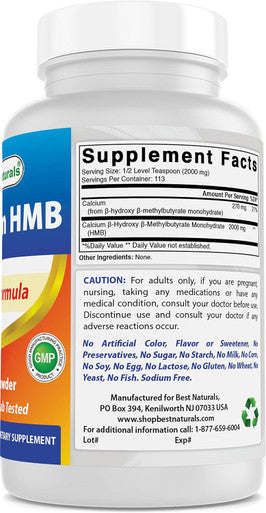 Best Naturals HMB (Beta-Hydroxy Beta-Methylbutyrate) Pure Powder 8 OZ