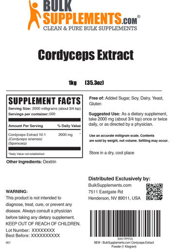 BULKSUPPLEMENTS.COM Cordyceps Mushroom Extract Powder 1kg