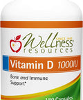 Wellness Resources Vitamin D 1000 IU Soy Vitamin D3 180 Veggie Capsules