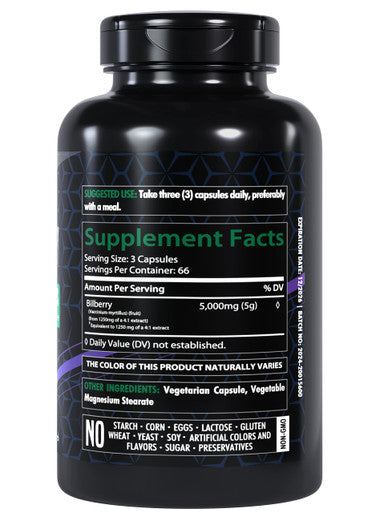 Healthfare Bilberry Extract Capsules 5000Mg | 200 Count | Supports Eye Health | Ultra Strength Supplement | Gluten-Free & Non-Gmo