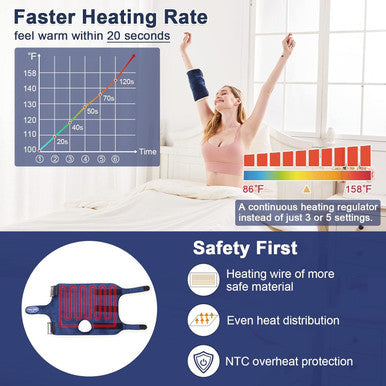 Jobyna Elbow Heat Pad For Pain Relief Electric Portable Heating Pad Elbow Brace For Tendonitis And Tennis Elbow 86 -158 Adjustable Heat Therapy 10-90Min Auto Shut Off Timer