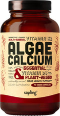 Calcium Supplement - Whole Food With Vitamin K2 & D3, Magnesium, Zinc, Boron, Mineral Complex. Sourced Sustainably From Red Algae. For Bone Strength And Support. Non-Gmo & Vegan 90 Capsules.