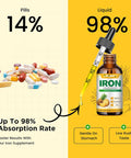 Liquid Iron Supplement For Women Men & Kids Multivitamin Iron Drops With Folate, Vitamin C, B6, B12, Zinc For Anemia, Iron Deficiency, Blood Builder, Energy - Natural Pineapple Flavor, Vegan 2 Fl Oz