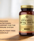 Solgar Vitamin E 268 Mg (400 Iu) 100 Softgels Naturally-Sourced Vitamin E As D-Alpha Tocopherol - Gluten Free Dairy Free - 100 Servings