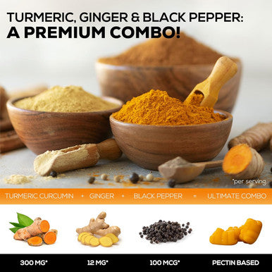 Nature'S Nutrition Turmeric Curcumin and Ginger Gummies with Black Pepper Extract High Absorption Potent 95% Curcuminoids Turmeric Curcumin Supplement Nature's Tumeric Curcuma Gummy Pills Joint Support - 120 Gummies