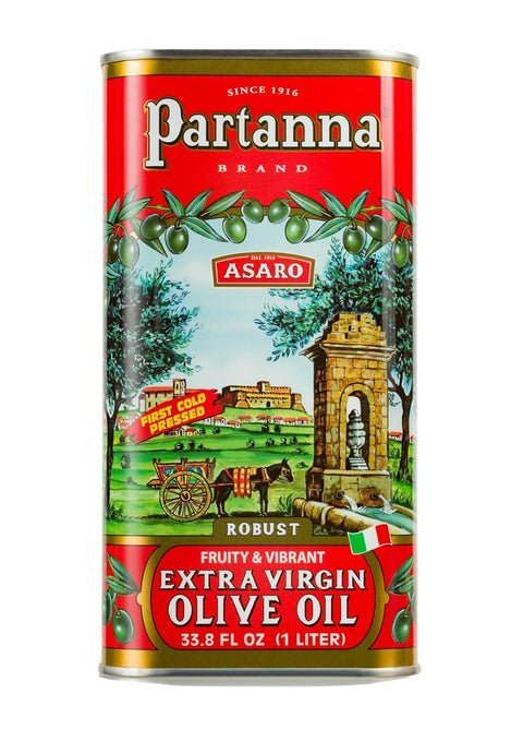 Partanna Robust Extra Virgin Olive Oil - Premium 100% Castelvetrano Oil - High Polyphenol - First Cold Pressed - Early Harvest in Sicily - Award Winning Italian EVOO -Monovarietal -101 fl oz (3 L) Tin