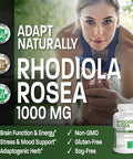Bronson Rhodiola Rosea 1000mg Supplement - Adaptogenic Herb for Brain, & Mood Support - Non-GMO, 120 Vegetarian Capsules